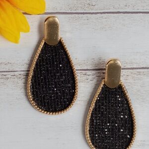 Glamorous Black and Gold Statement Earrings